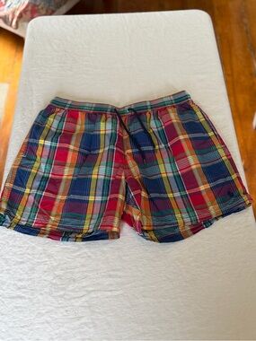 Men’s Polo Ralph Lauren Plaid Lined Tie Front Swim Trunks Size Large
